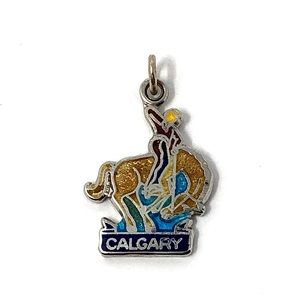 Vintage Calgary sterling silver and enamel travel charm